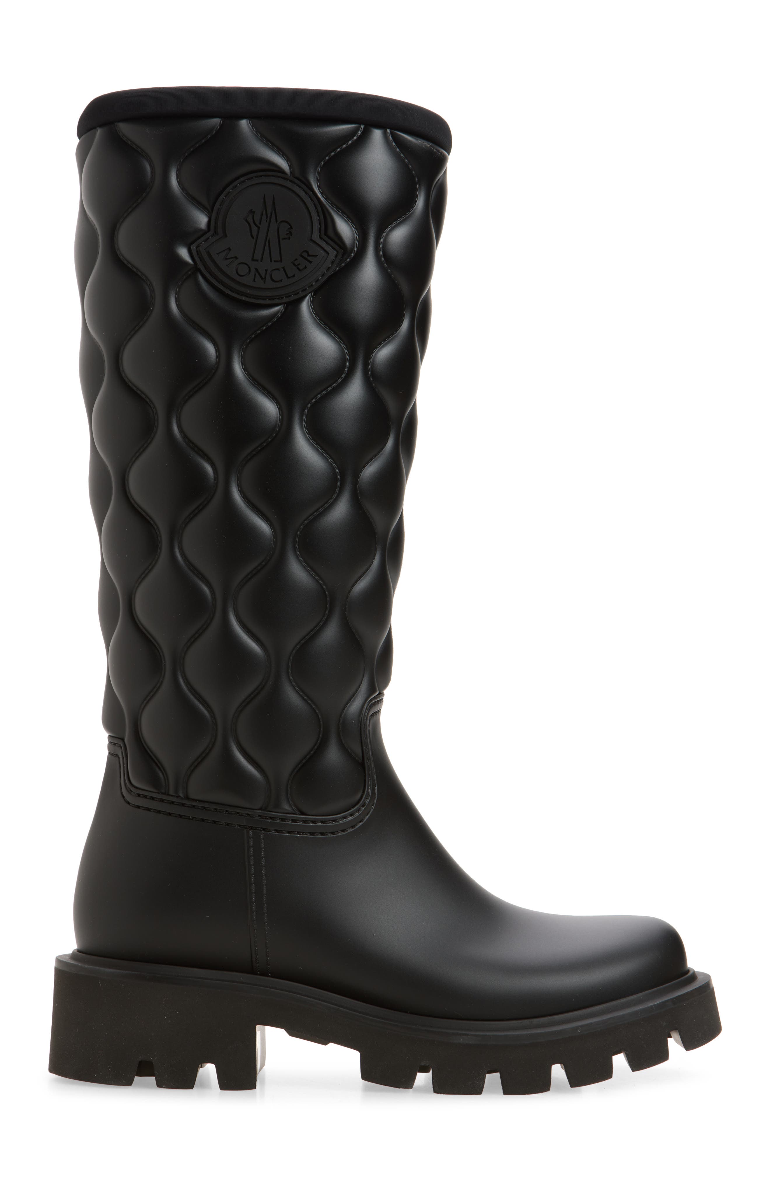 Moncler Kickstream Quilted Rain Boot, Alternate, color, Black