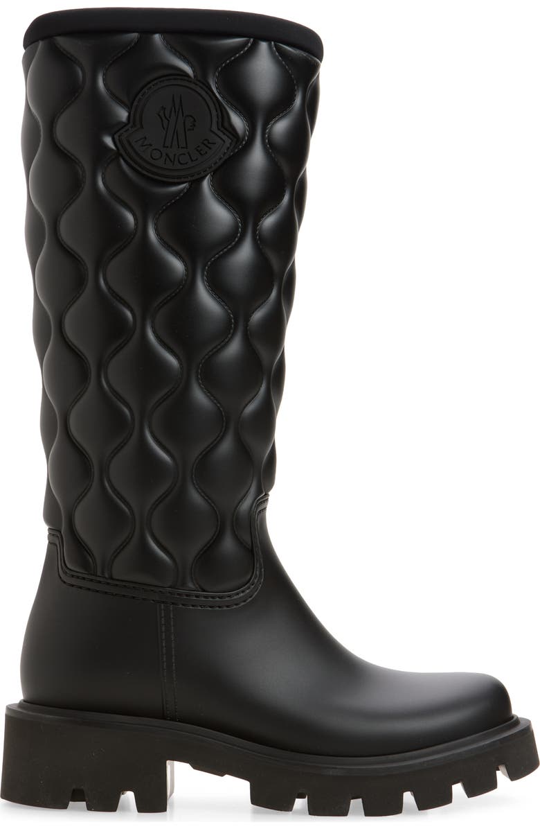 Moncler Kickstream Quilted Rain Boot, Alternate, color, Black