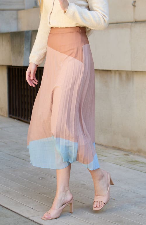 Lily And Lionel Ladbarn Colour Block Pleated Maxi Skirt In Orange
