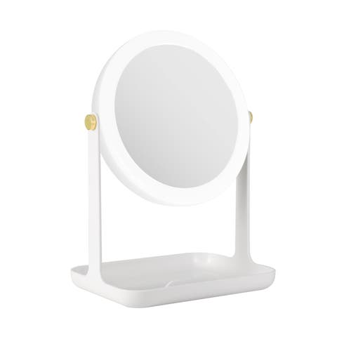 Back-to-School Lighted Makeup Mirror with Accessory Tray & Phone Holder