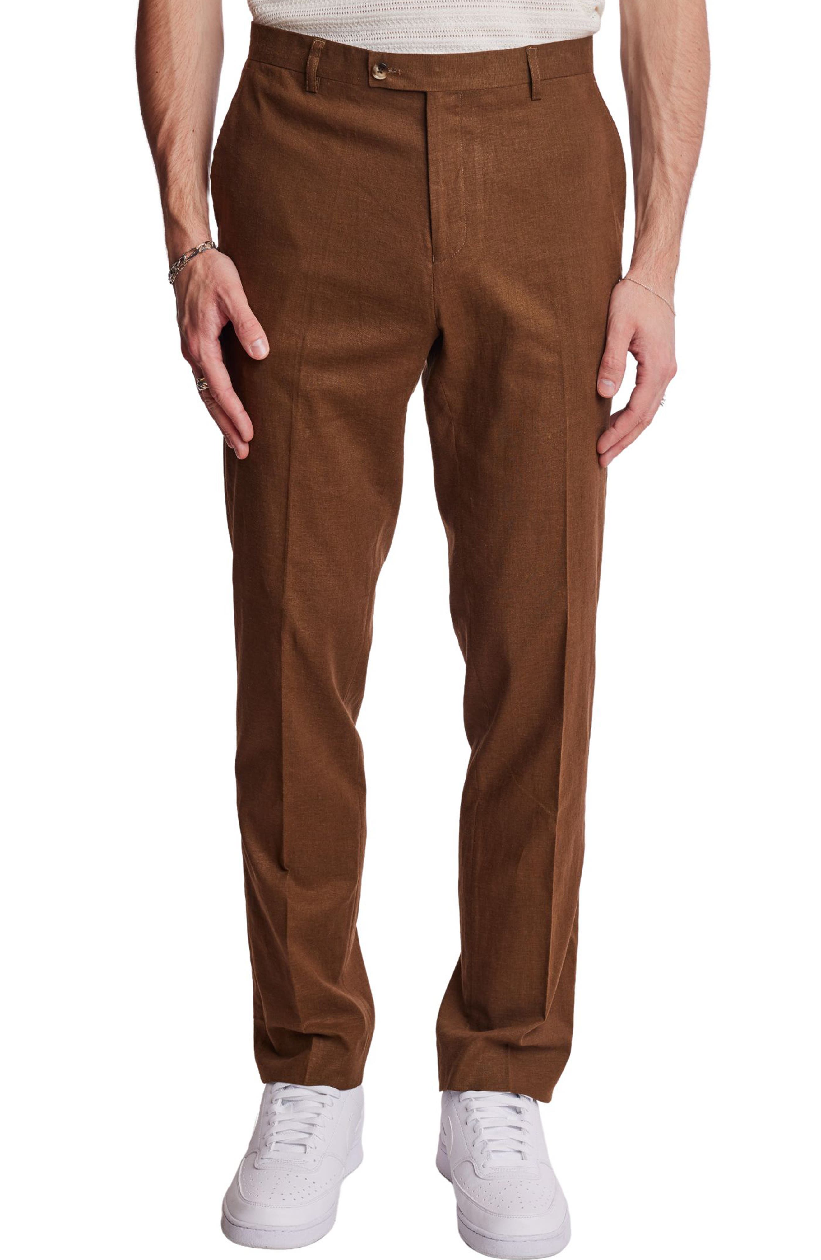 PAISLEY & GRAY Downing Slim Flat Front Linen Blend Dress Pants