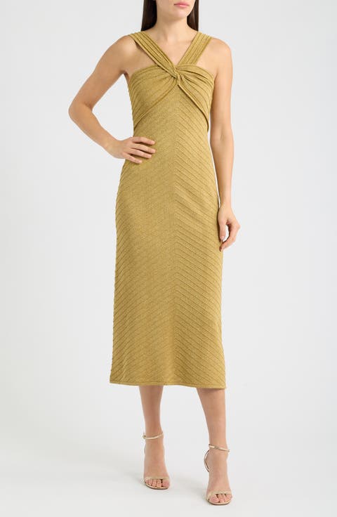 Talia Metallic Midi Knit Dress