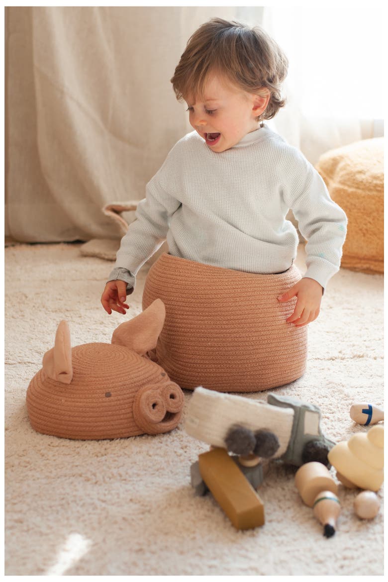 Peggy the Pig Basket, Alternate, color, ROSE