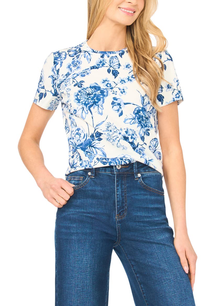 Willow Floral Knit T-Shirt, Main, color, ULTRA WHITE
