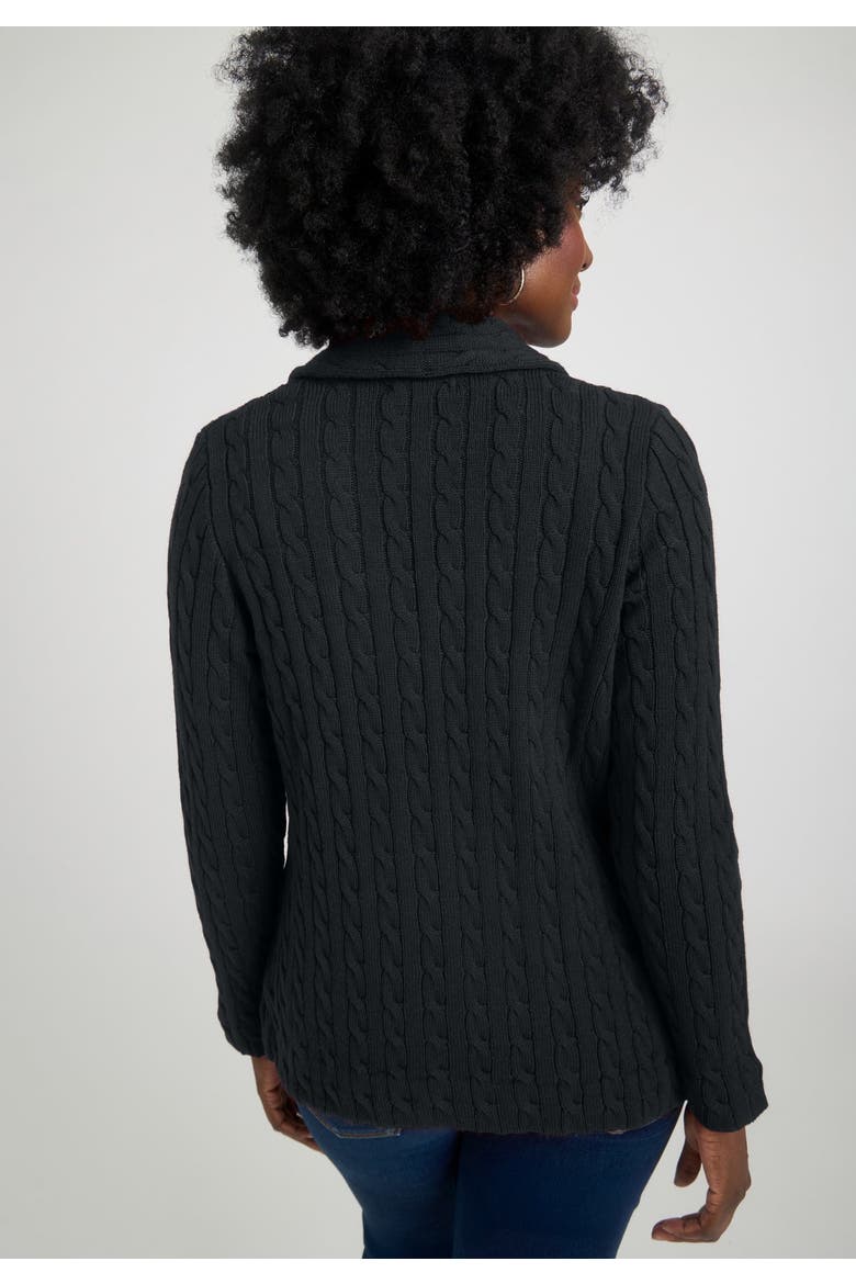 Cable Blazer Sweater, Alternate, color, BLACK