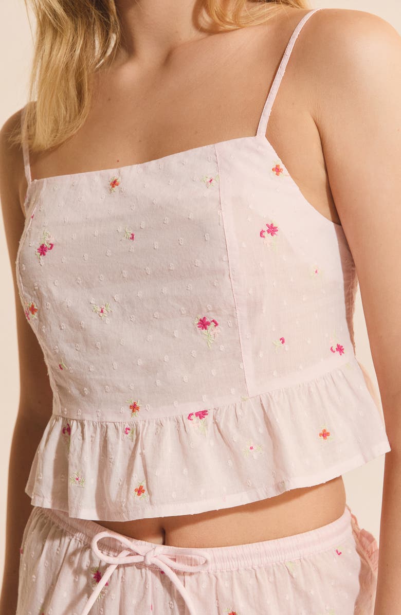 Etam Oria Swiss Dot Peplum Pajama Top, Alternate, color, Pink