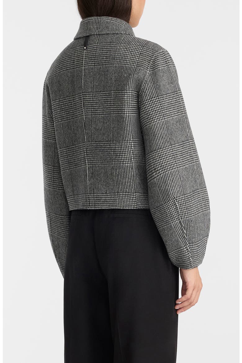 Solana Plaid Wool Jacket with Leather Trim, Alternate, color, BLACK-CREAM