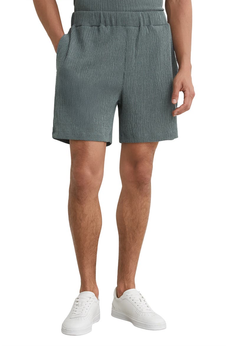 Flint Crepe Drawstring Shorts, Main, color, DARK SAGE