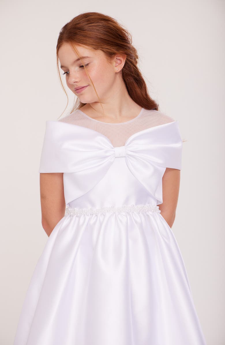 Iris & Ivy Kids' Illusion Neck Communion Dress, Alternate, color, 