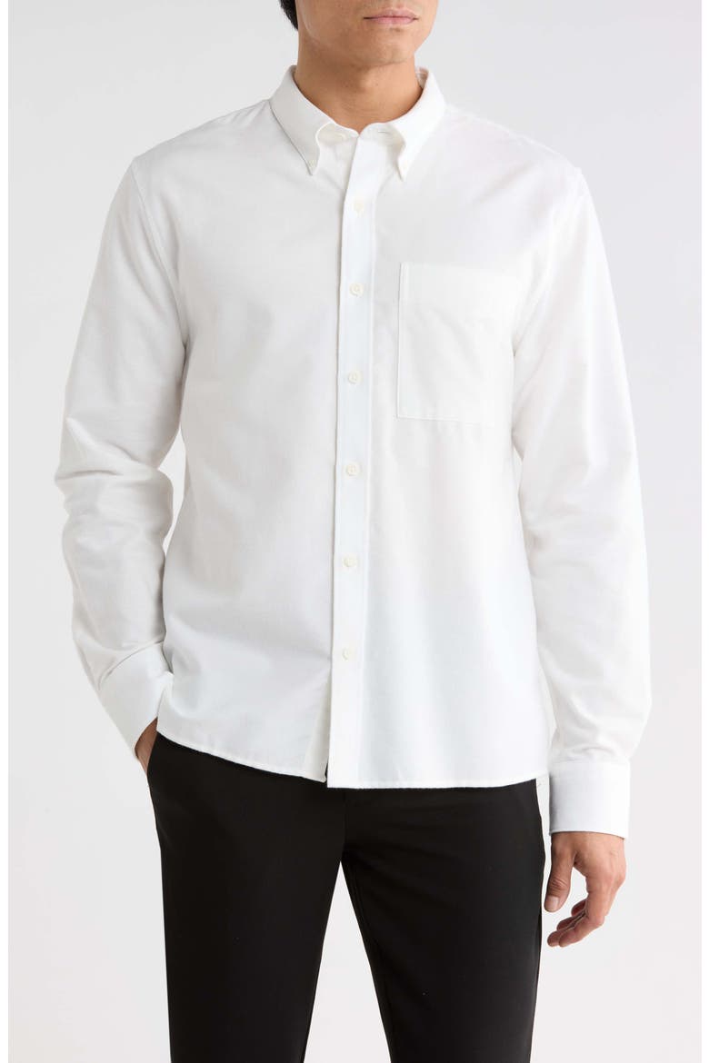 Oxford Long Sleeve Button Down Shirt, Main, color, OFF WHITE
