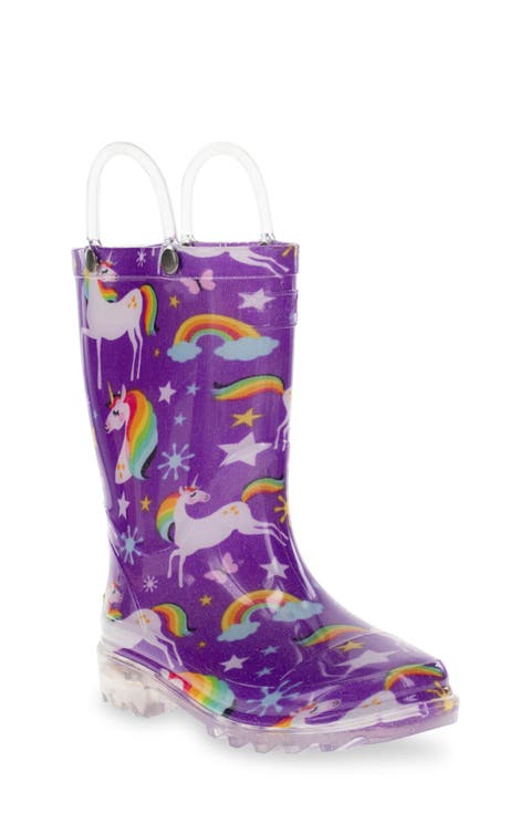 Kids' Rainbow Unicorn Light-Up Waterproof Rain Boot (Toddler, Little Kid & Big Kid)