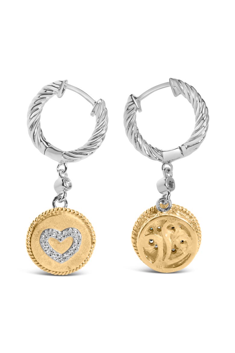 18K Gold Over Silver 1/8 Cttw Diamond Drop and Dangle Earring, Alternate, color, Yellow