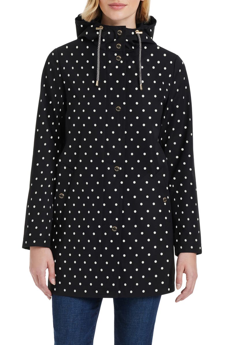 Kate Spade New York Hooded A-Line Jacket, Main, color, Lily Dot