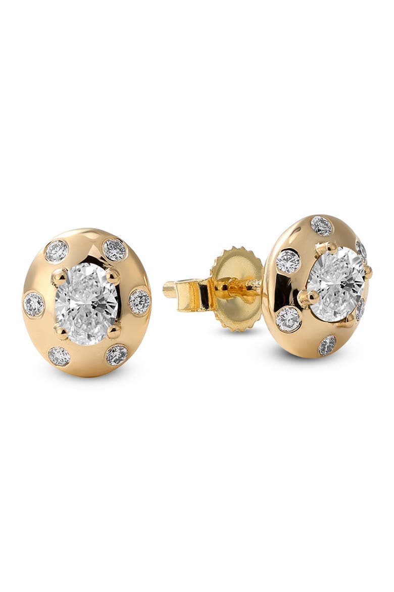 Aurum Petite Oval Stud Earrings, Main, color, DIAMOND