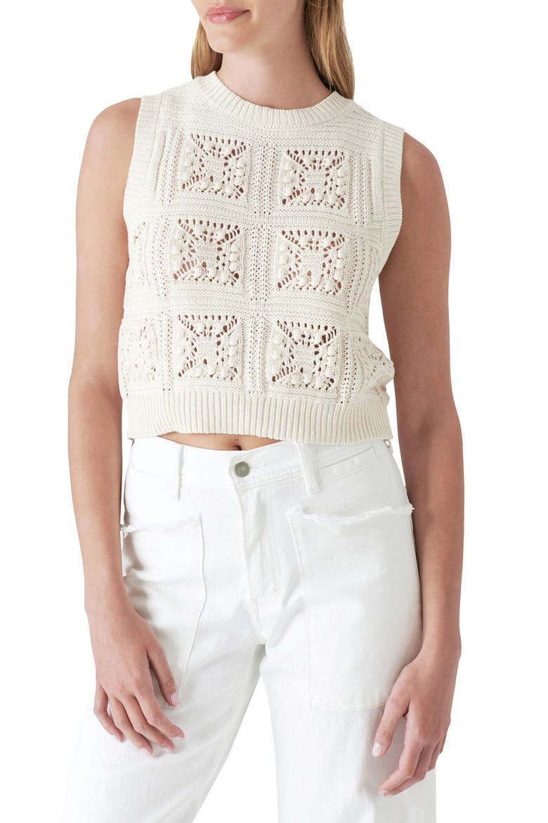 Cotton Sweater Vest, Main, color, CREAM