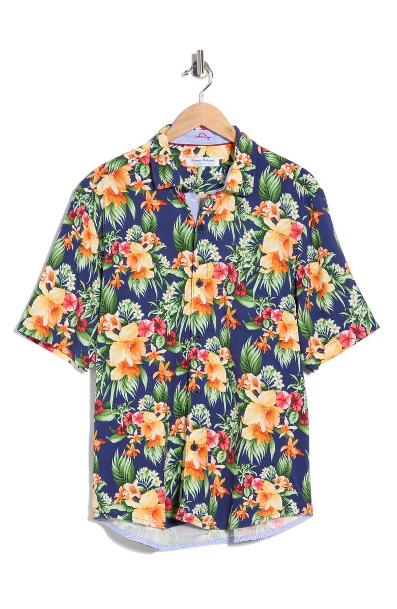 Tommy Bahama Veracruz Cay Procida Paradise Button Front Shirt, Main, color, Eclipse