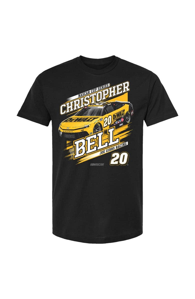 JOE GIBBS RACING TEAM COLLECTION Men's Joe Gibbs Racing Team Collection Black Christopher Bell DEWALT Car T-Shirt, Alternate, color, Black