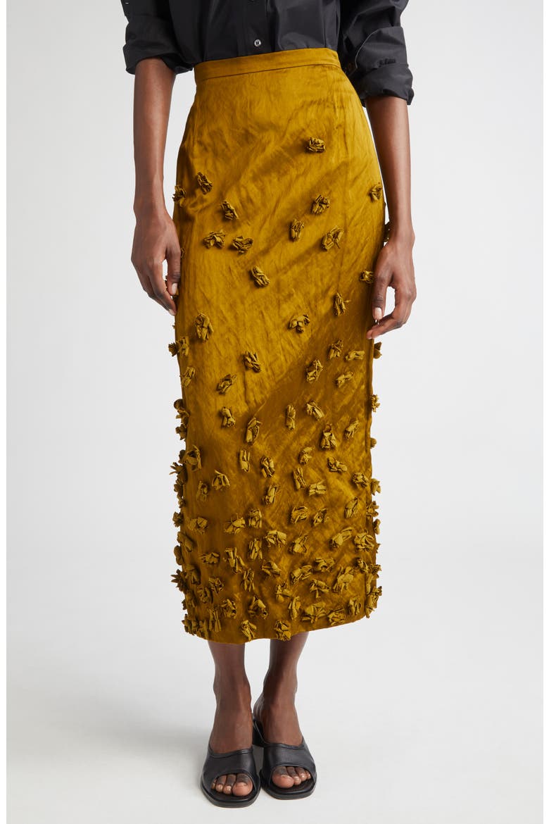 Floral Satin Skirt, Main, color, CACTUS