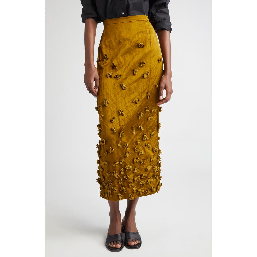 Michael Kors Collection Floral Satin Skirt In Cactus