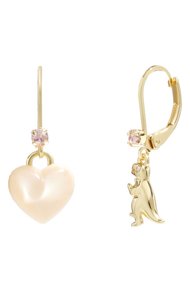 COACH Heart & Dinosaur Mismatched Earrings, Alternate, color, 