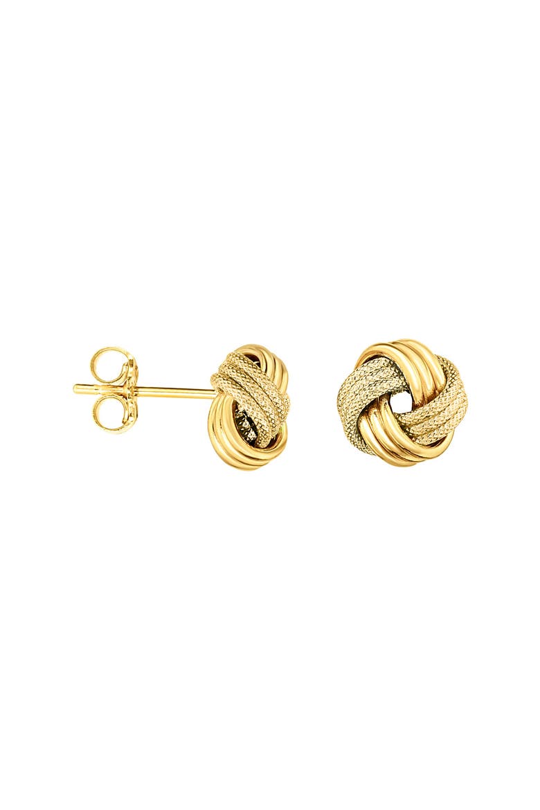 14k Gold Love Knot Stud Earrings, Main, color, GOLD