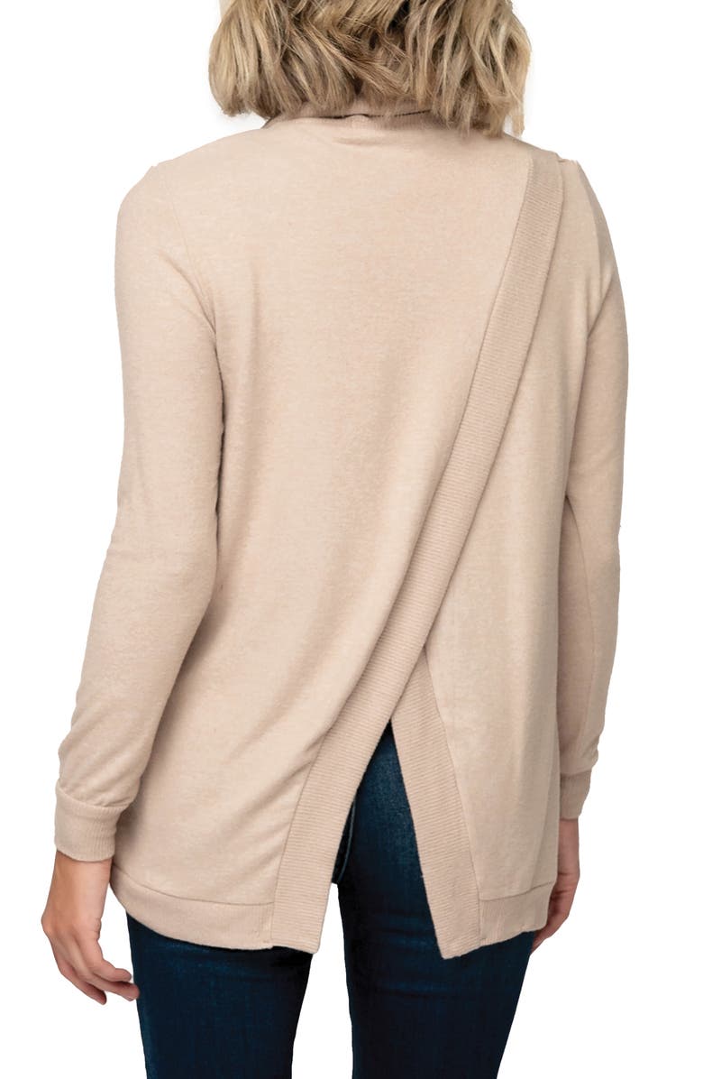 GIBSONLOOK Cozy Crossover Back Tunic Sweater, Alternate, color, Toasted Almond