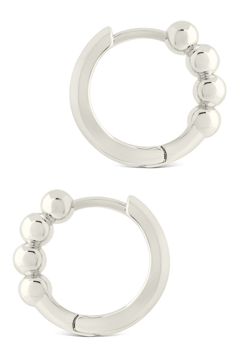 Natalie Polished Sphere Huggie Hoop Earrings, Alternate, color, SILVER