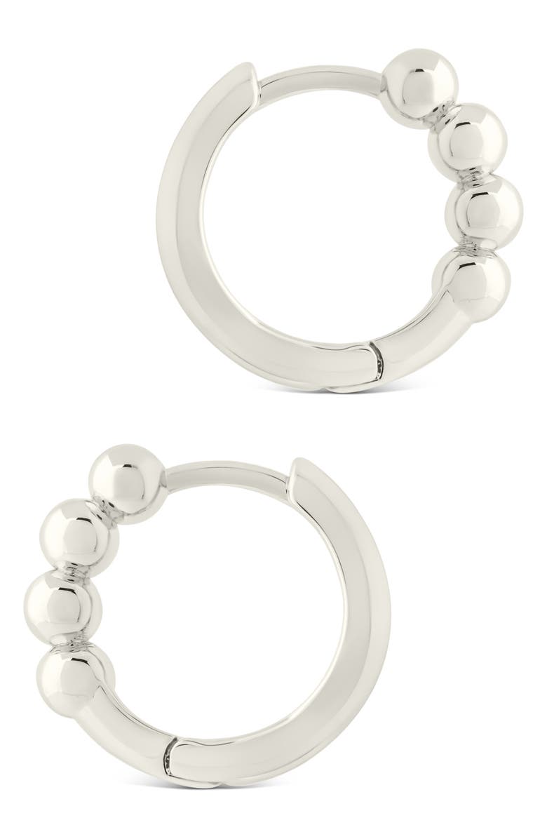 Sterling Forever Natalie Polished Sphere Huggie Hoop Earrings, Alternate, color, Silver