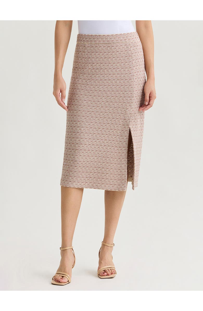 Misook Tonal Tweed Straight Knit Skirt, Main, color, Beige