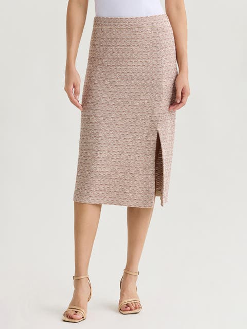Tonal Tweed Straight Knit Skirt