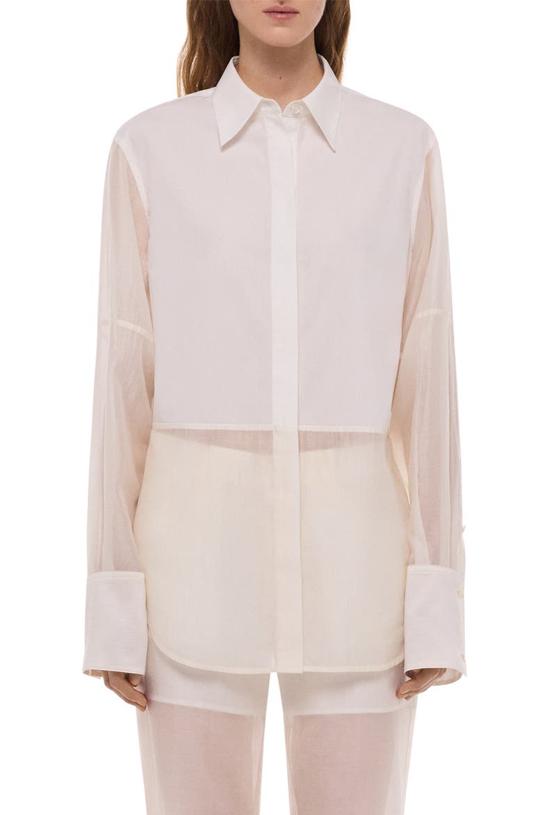 Woven Button-Up Shirt, Main, color, WHITE/ SOFT WHITE