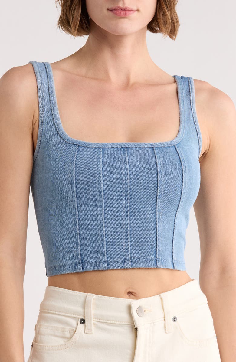 Blu Pepper Denim Corset Tank, Main, color, Denim