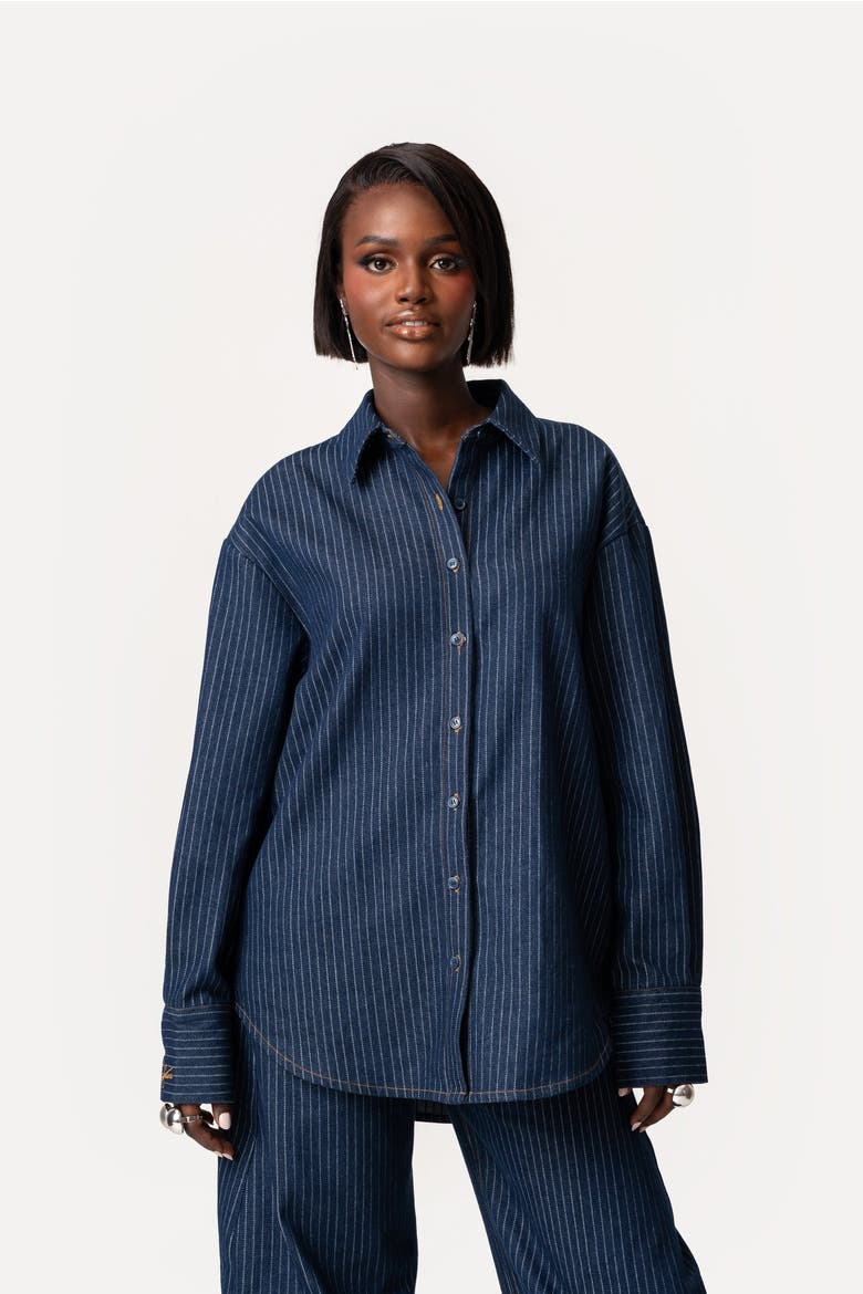 Rue Button Up Shirt, Alternate, color, Denim