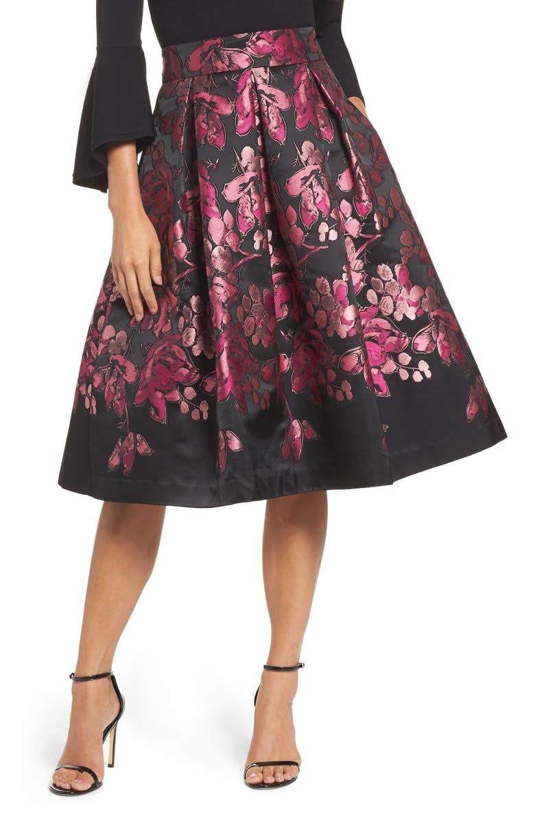 Eliza J Floral Jacquard Midi Skirt, Main, color,