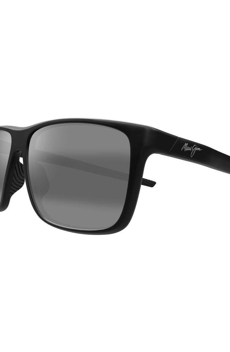 Maui Jim Lehopulu 58mm PolarizedPlus2 Rectangular Sunglasses, Alternate, color, Black