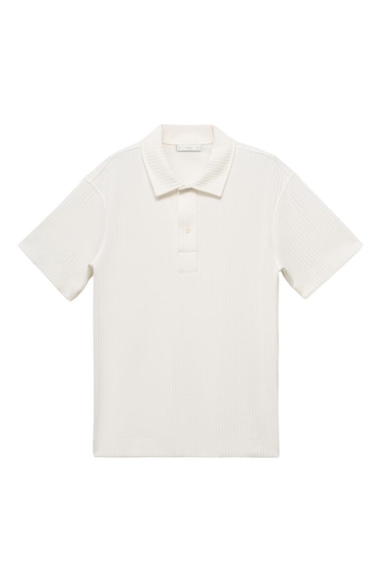 MANGO Textured Knit Polo, Alternate, color, White