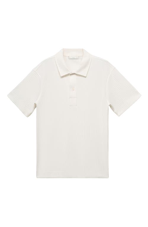Mango Textured Knit Polo In White