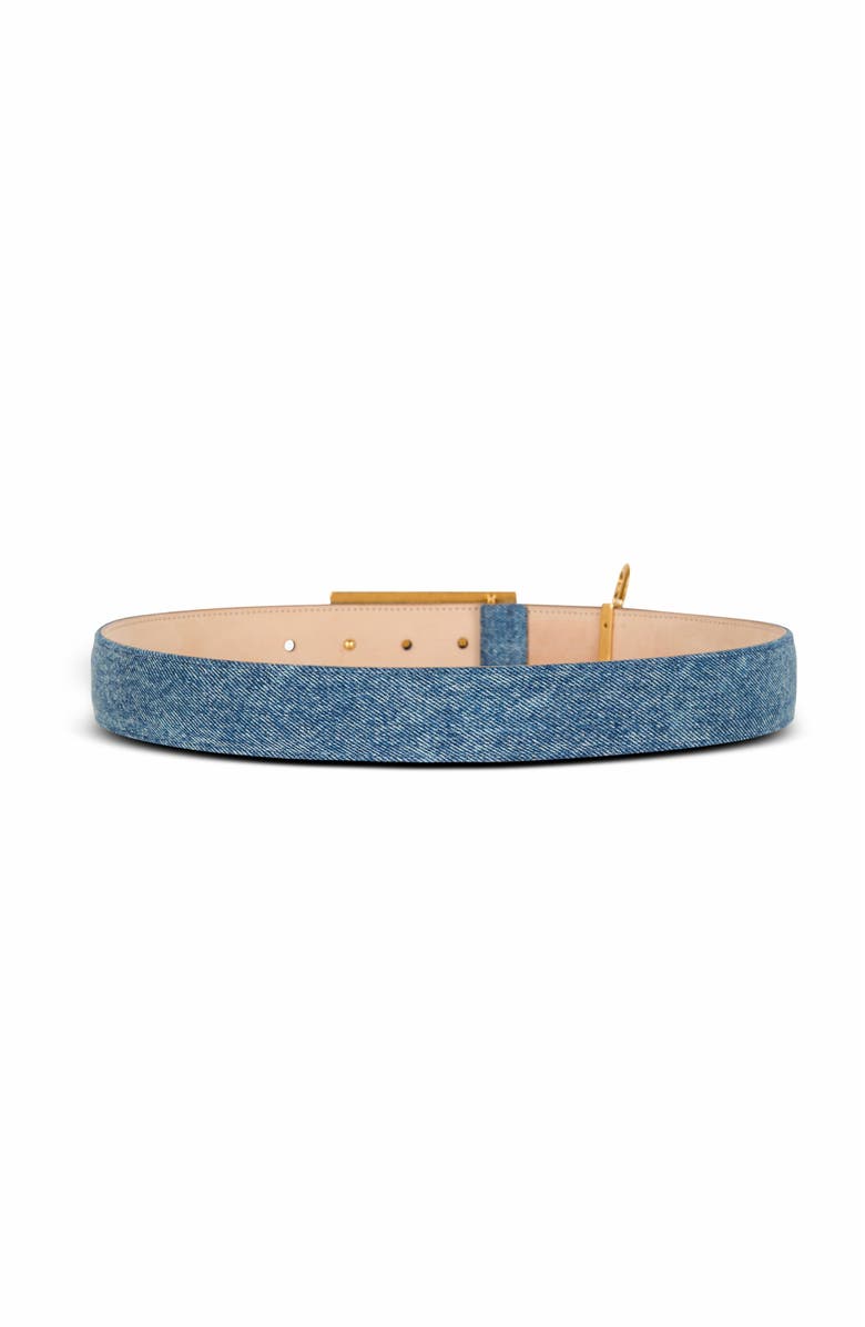 Balmain Denim Belt With Safety Pin, Alternate, color, Blue