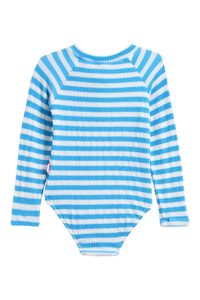 Kids' Textured Long Sleeve One-Piece Rashguard Swimsuit, Alternate, color, POWDER BLUE