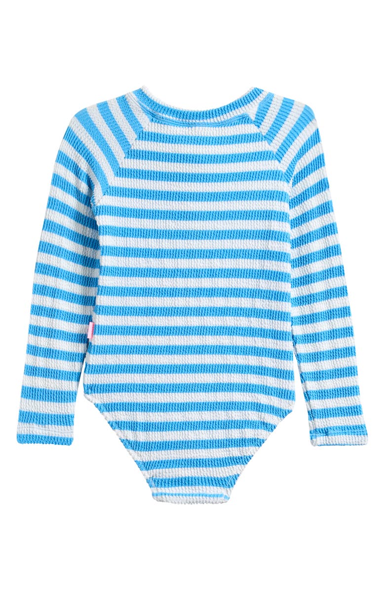Seafolly Kids' Textured Long Sleeve One-Piece Rashguard Swimsuit, Alternate, color, Powder Blue