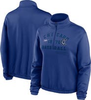 Nike Women's Nike Royal Chicago Cubs Rewind Splice Half-Zip Semi-Cropped Bubble Hem Sweatshirt