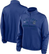 Nike Women's Nike Royal Chicago Cubs Rewind Splice Half-Zip Semi-Cropped Bubble Hem Sweatshirt