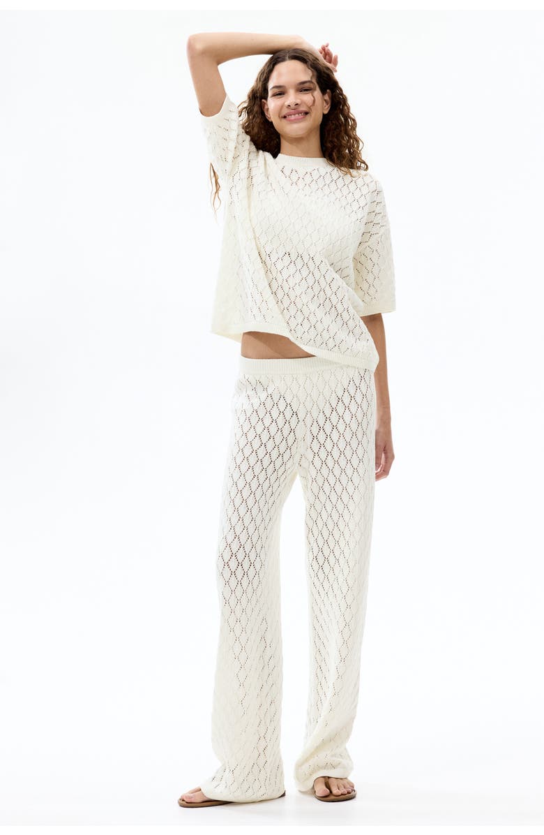 H&M Pointelle-knit Top, Alternate, color, Cream