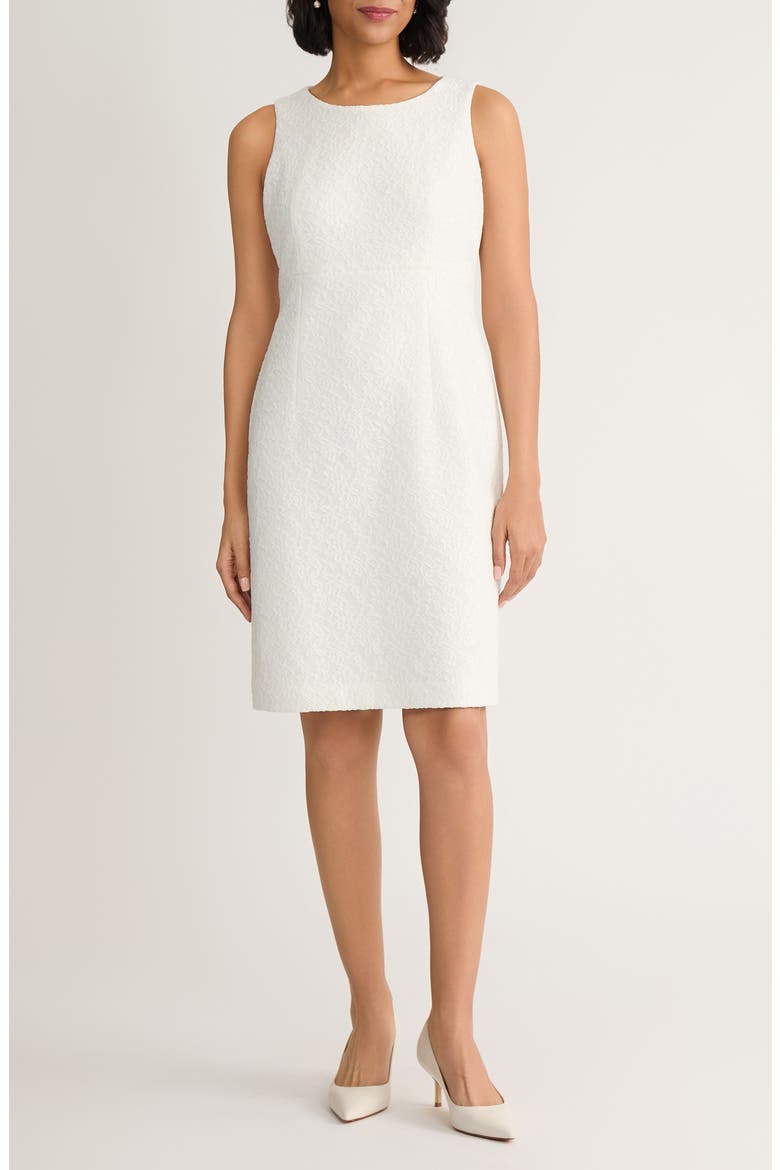 Empire Waist Lace Sheath Dress, Main, color, LILY WHITE