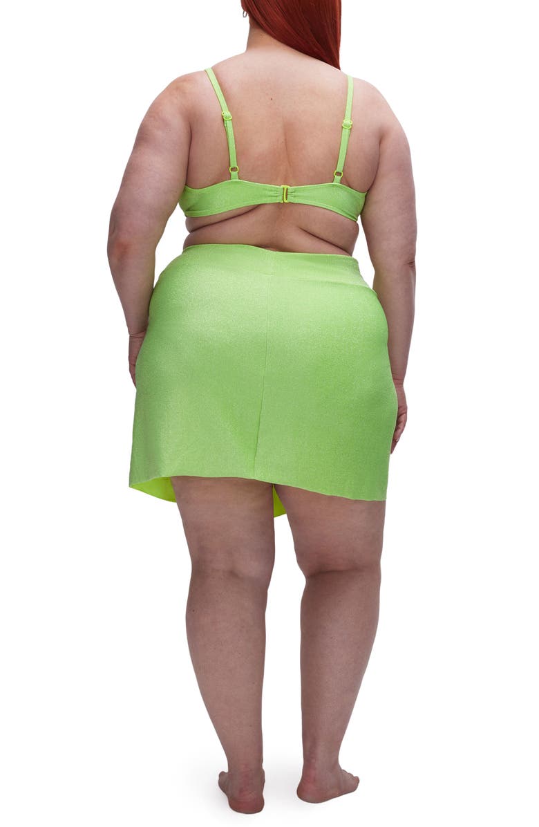 Good American Sparkle Twist Cover-Up Sarong, Alternate, color, Electric Lime002