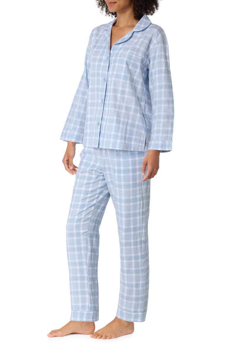 Print Organic Cotton Flannel Pajamas, Alternate, color, MEADOW HAZE PLAID