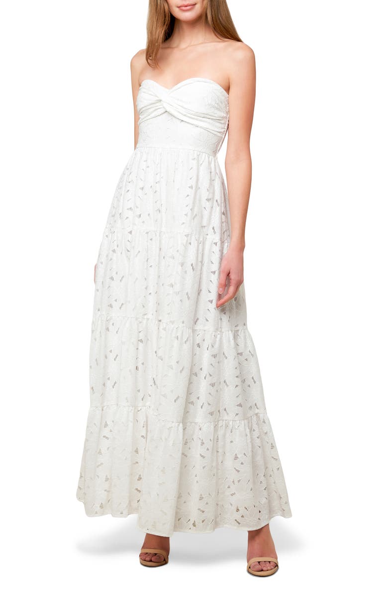 FLYING TOMATO Strapless Lace Maxi Dress, Main, color, 