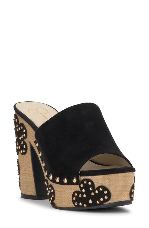 Jessica Simpson Shelbie Black Suede Platform High Heel Slide Sandals In Black