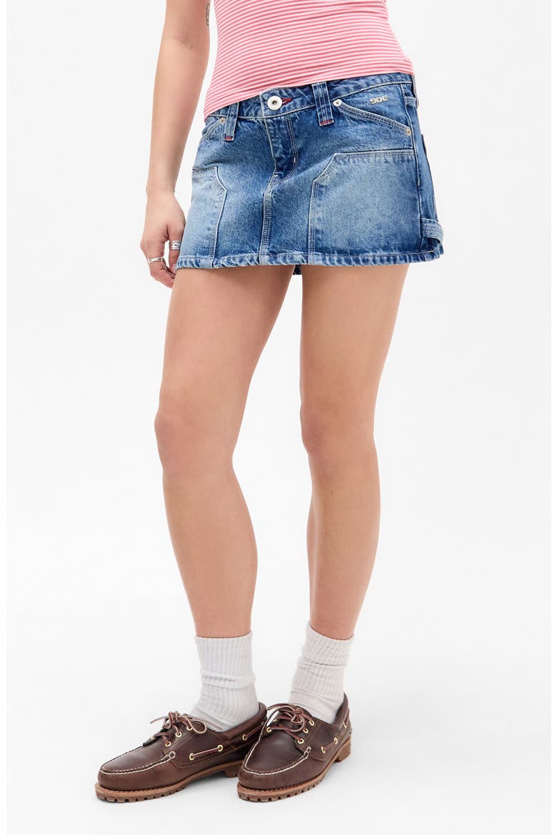 Carpenter Denim Miniskirt, Main, color, BLUE