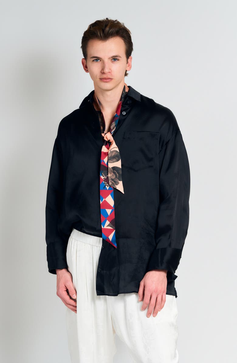 Lost Pattern Prism Skinny Silk Scarf, Alternate, color, Red